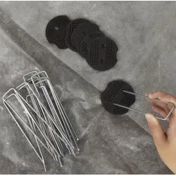 Cuie din otel 2.5mm pentru fixare agrotextil si alte folii cu rozeta din plastic 10cm lungime x 4cm latime